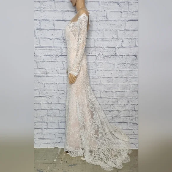 NWT Anthropologie BHLDN Watters Ula Blush lace sheet back wedding gown Sz 2 - Picture 10 of 16
